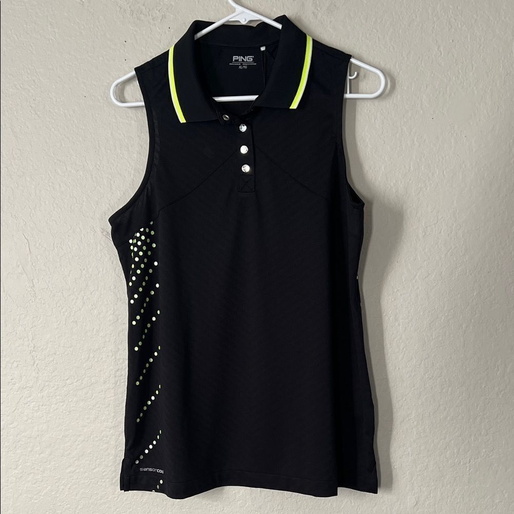 NWT PING Women's Black and Yellow Tank Top in Size XL